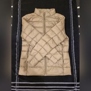 Willow Equestrian packable down puffer jacket, brand new, tan, womens size M